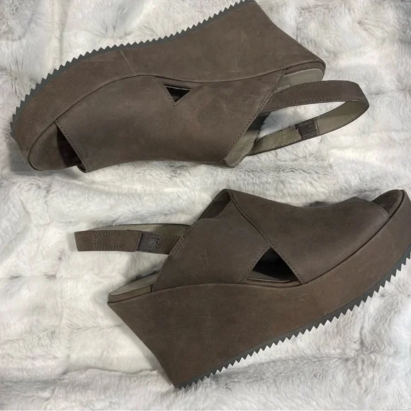 Eileen Fisher Dark gray Wedge Sandals women’s size 10 - Picture 1 of 10